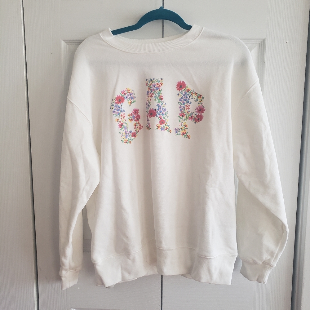 GAP Floral White Sweatshirt, Size L